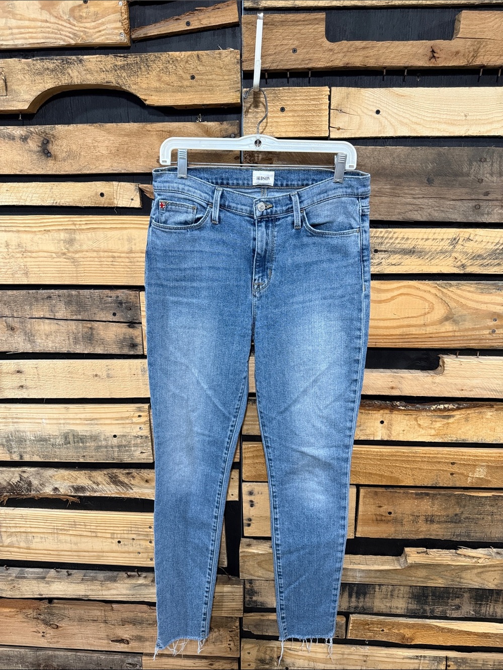 HUDSON Women’s Blair Dot Raw Hem Medium Wash Jeans Size 29